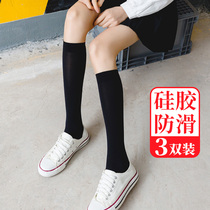 Womens stockings half-cut mid-tube black half-leg summer thin silicone non-slip high barrel