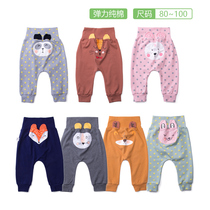 Spring and autumn baby cotton belly pants Baby stretch PP pants high waist loose pants Autumn and winter leggings 80-100