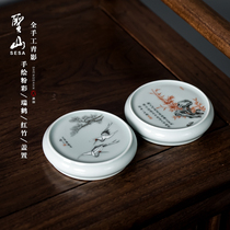 Shengshan hand-painted pastel cover ceramic handmade pot cover shelving tea ceremony accessories kung fu tea set accessories