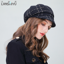 Beret women autumn cap Korean version of the tide wild plaid hat Autumn and winter small fragrance octagonal hat fashion hat woman