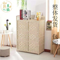 Such as silk simple shoe cabinet Shoe rack multi-layer woven large capacity storage with door solid wood dustproof balcony Household economy