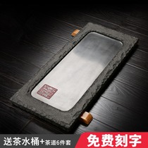 Wujin Stone tea tray whole home small size simple stone tea tray natural black gold stone tea table rectangular