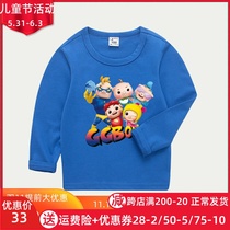 Spring and autumn new children Long sleeves T-shirt pure cotton boy cartoon slim fit baby girl blouse spring loaded pig-man clothes
