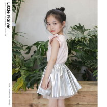 LittleNaive 2021 summer dress new baby skirt silver foreign girl waist skirt girl baby