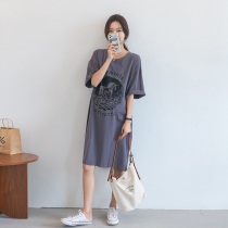 Pregnant woman T-shirt Summer pure cotton long style T-shirt dress 2022 new medium length Aging Pregnancy Woman Dress dress Pregnant Woman Dress