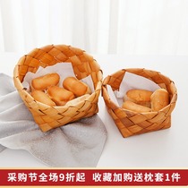 Fruit basket rattan bedside food storage basket willow bread basket round large woven vegetable basket mini