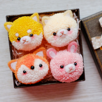 Wool felt poking music handmade wool puffy ball DIY material bag rabbit two ha cat doll birthday gift box