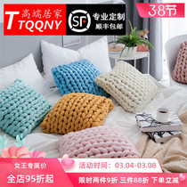 TTQQNY square hug pillow net red homo-style pillow pure color sofa Nordic INS wind decorated cushions leaning on pillows