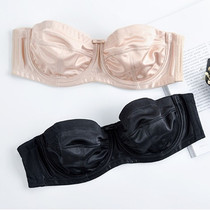 Japanese plus size underwear female fat mm thin section gathered bandeau summer beauty back anti-sagging strapless non-slip bra