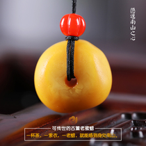 (Swallow Zhen Pin) 10 87g Natural Old Beeswax Clavicle Pendant Chicken Oil Yellow Amber Sweater Necklace for Men and Women