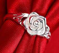 Shen Gia Kee Silver Jewelry 99 Pure Silver Rose Flower Ring Opening Adjustment Size Valentines Day Letter Gift Free Cleaning