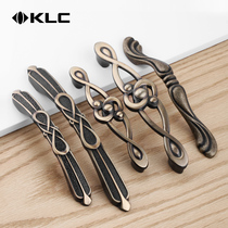 KLC European pure copper wardrobe door drawer small handle Chinese antique kitchen shoe cabinet door copper handle