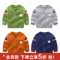 Baby sweater male 0-1 year old spring and autumn newborn line sweater sweater 6-12 months male baby knitted cardigan