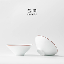 Three-year-old white bucket-Kung Cup ceramic teacup simple household kung fu tea set Tea Cup master single cup small tea bowl