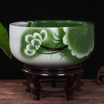 Jingdezhen ceramic fish tank large cornucopia fish basin Water lily basin Lotus cylinder Turtle cylinder lucky Feng Shui ornaments