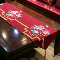 High-end classical Chinese wind embroidery extravagant table flag New Chinese style Zen-style dining room table TV cabinet cloth custom-made
