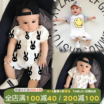 Male baby conjoined clothes female baby boy short sleeve thin section summer clothing internet red infant summer ultra-ocean gas suit