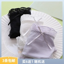 Sweet and cute simple girl lace no trace underpants women sexy low waist breifs Japanese bow thin