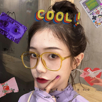 2019 round face thin Ni Ni with yellow green frame glasses rain He Net red with sunglasses ins big frame women