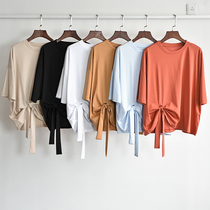 Big Code Modern Dance Costume Women Summer Loose Knots Short Sleeve Jazz Folk Dance Rehearsal for Classical Dance