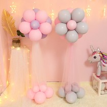 Net red macaron mesh balloon flower column knot creative birthday party scene layout welcome Road decoration