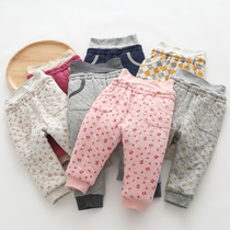 Boy baby cotton pants warm pants children autumn and winter girls clipped cotton thickened children baby belly pants high waist pants