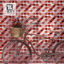 Nordic net red Pink fish scale fan-shaped imitation mosaic tile Turquoise tile Restaurant bar bathroom wall tile
