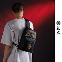 Chuo lion head Chinese style brand shoulder bag mens leisure shoulder bag trend small backpack chest bag 42173