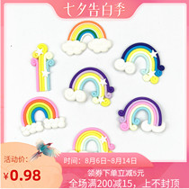 Scene cake decoration accessories Ornaments Soft pottery Rainbow clouds Rainbow stars Rainbow baking cake decoration