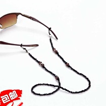 Black imitation crystal with Brown imitation pearl plus diamond ring presbyid sunglasses chain hanging neck slip rope