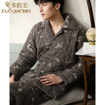 Autumn and winter cotton padded pajama suit mens thickened warm winter cotton home clothes mens models
