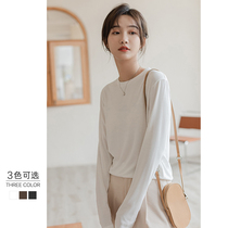 Moder's long-sleeved t-shirt girl 2022 spring and autumn new round collar black and white loose lumps built-in top shirt top