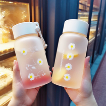 Senteal small daisy glass-cup frosted simple freshening portable mesh red mug female heat-resistant water glass