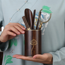 Pure Copper Black Sandalwood Kongfu Tea Accessories Suit Tea Spoon Raising Pot Pen Tea Lane 6 Six Gentlemen Tea Knife Tea Making Tool