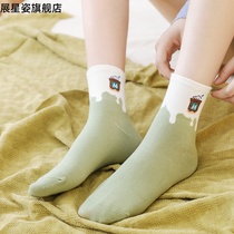 Stockings childrens spring and summer mid-tube socks ins tide Japanese cute milk cotton spring Korean college style socks