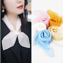  Small silk scarf Small square towel silk womens white wild summer solid color spring and autumn matching shirt mulberry silk summer scarf