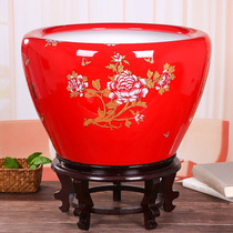 Jingdezhen ceramic fish tank fish basin Large lotus turtle tank Water lily basin Household Feng Shui lucky floor ornaments
