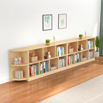 Childrens short bookshelf all solid wood floor rack classroom student bookcase living room simple combination storage lattice cabinet