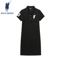Polo Sport Dress Female Short Sleeves Spring and Summer 2022 New Knitted T-shirt Ladder Medium Long Lax Dress