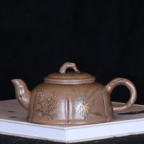 Taiwan returning to the old purple clay pot master Wang Yinxian early hand-made mud-painted tendon capsule half-moon pot