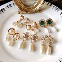 vintage overseas custom antique modern replica water drops Pearl gold-plated anti-allergic ear clip 925 ear nail needle