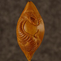 Pure handmade Merlin core Spirit Snake Xiangrui Qi bamboo core carving olive walnut carving Su Gong new single seed text play
