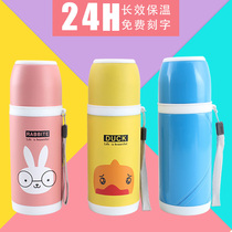 Stainless steel thermos cup cute children cartoon vacuum bullet sling Cup custom gift engraved print logo