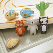 European American wardrobe door handle cute color cartoon creative drawer ceramic single hole childrens room small door handle