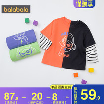 Barabara Boys' T-shirt Long Sleeve Kids Foreign Style Bottoming Shirt Spring Autumn Kids Fake Two Piece T-shirt Trendy