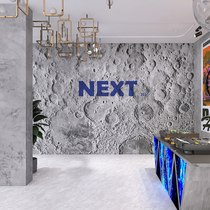 Grey Cement Wall Buttoned Board Industrial Wind Restaurant Splicing and Wood Fibreboard rugged Moon Surface Background Wall Panels