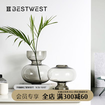 Light luxury glass vase transparent vase modern simple home living room Model Room soft decoration decoration creative