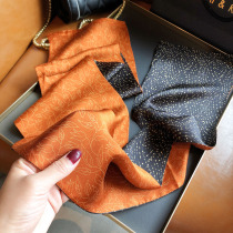 Mulberry silk silk scarf autumn foreign style fashion all-match double-layer double-sided silk plain satin scarf thin and narrow scarf streamer