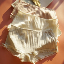 Sweet Beauty Teen Low Waist Pants Pure Cotton Mesh Red Comfort Thread Low Waist Flat Corner Pants Little Fresher Student Pants