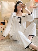 Angelina zl square tip pajamas woman spring and autumn cotton long sleeves 2023 new home suit two pieces